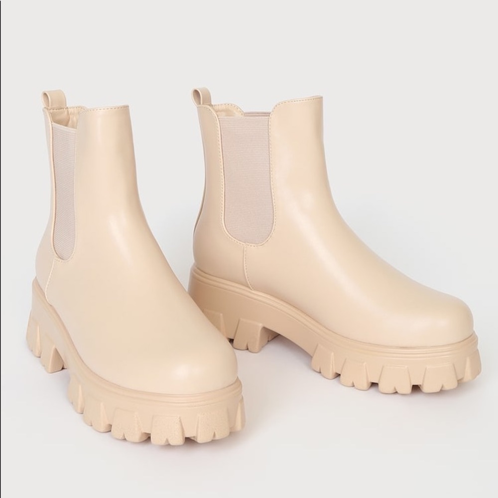 Lulus Lordez Light Nude Platform Ankle Boots